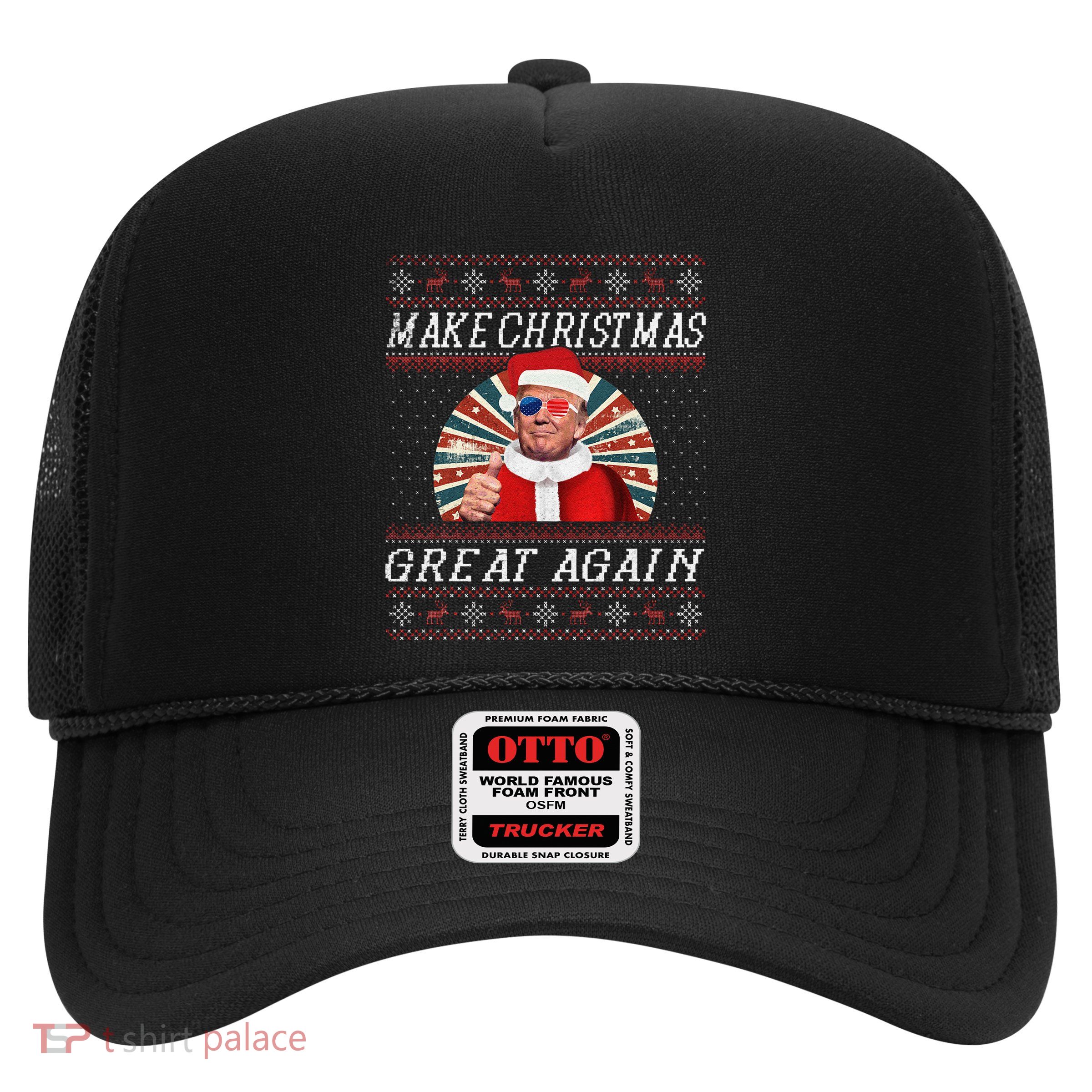 Funny Trump Ugly Christmas Gifts Make Christmas Great Again Trucker Hat