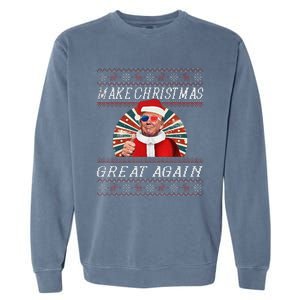 Funny Trump Ugly Christmas Gifts Make Christmas Great Again Garment-Dyed Sweatshirt