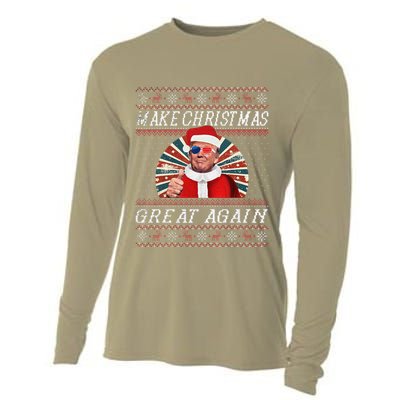 Funny Trump Ugly Christmas Gifts Make Christmas Great Again Cooling Performance Long Sleeve Crew
