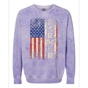 Farmer Tractors Usa American Flag Patriotic Farming Colorblast Crewneck Sweatshirt