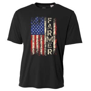 Farmer Tractors Usa American Flag Patriotic Farming Cooling Performance Crew T-Shirt