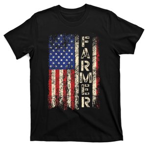 Farmer Tractors Usa American Flag Patriotic Farming T-Shirt