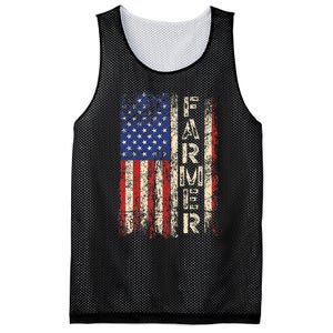 Farmer Tractors Usa American Flag Patriotic Farming Mesh Reversible Basketball Jersey Tank