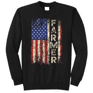 Farmer Tractors Usa American Flag Patriotic Farming Tall Sweatshirt