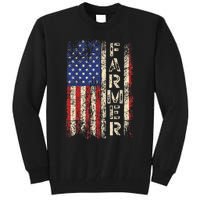 Farmer Tractors Usa American Flag Patriotic Farming Tall Sweatshirt