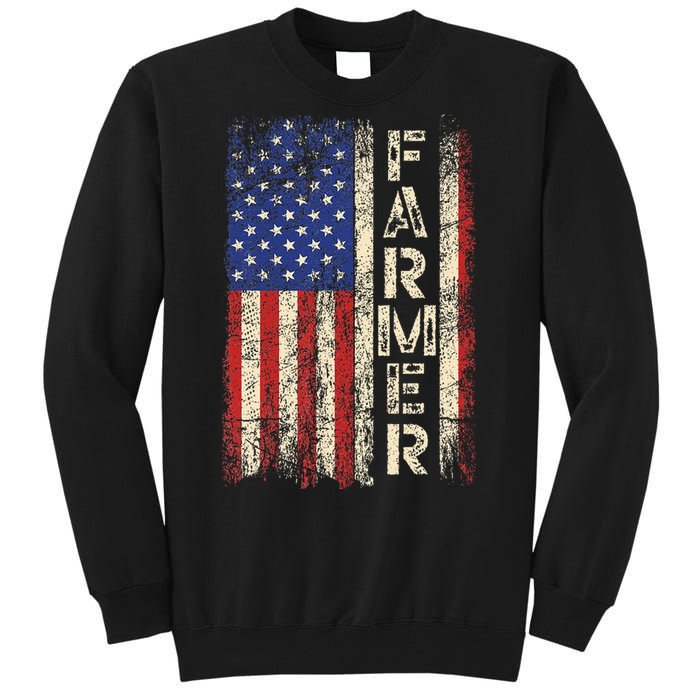 Farmer Tractors Usa American Flag Patriotic Farming Tall Sweatshirt