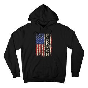 Farmer Tractors Usa American Flag Patriotic Farming Tall Hoodie