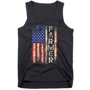 Farmer Tractors Usa American Flag Patriotic Farming Tank Top