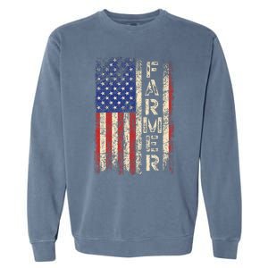 Farmer Tractors Usa American Flag Patriotic Farming Garment-Dyed Sweatshirt