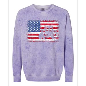 Farm Tractors Usa Flag Patriotic Farming Gift Colorblast Crewneck Sweatshirt