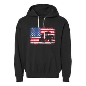 Farm Tractors Usa Flag Patriotic Farming Gift Garment-Dyed Fleece Hoodie