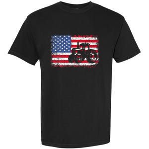 Farm Tractors Usa Flag Patriotic Farming Gift Garment-Dyed Heavyweight T-Shirt