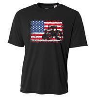 Farm Tractors Usa Flag Patriotic Farming Gift Cooling Performance Crew T-Shirt