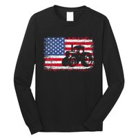 Farm Tractors Usa Flag Patriotic Farming Gift Long Sleeve Shirt