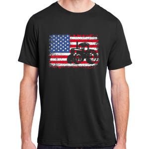 Farm Tractors Usa Flag Patriotic Farming Gift Adult ChromaSoft Performance T-Shirt