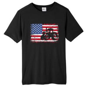 Farm Tractors Usa Flag Patriotic Farming Gift Tall Fusion ChromaSoft Performance T-Shirt