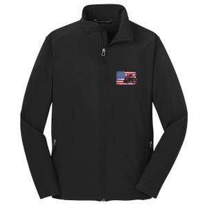 Farm Tractors Usa Flag Patriotic Farming Gift Core Soft Shell Jacket