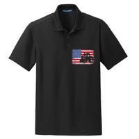 Farm Tractors Usa Flag Patriotic Farming Gift Dry Zone Grid Polo