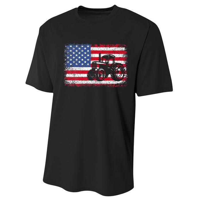 Farm Tractors Usa Flag Patriotic Farming Gift Performance Sprint T-Shirt