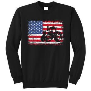 Farm Tractors Usa Flag Patriotic Farming Gift Tall Sweatshirt