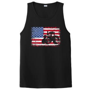 Farm Tractors Usa Flag Patriotic Farming Gift PosiCharge Competitor Tank