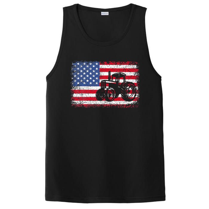 Farm Tractors Usa Flag Patriotic Farming Gift PosiCharge Competitor Tank