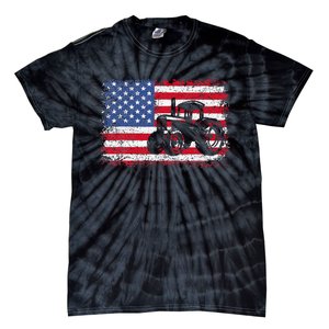 Farm Tractors Usa Flag Patriotic Farming Gift Tie-Dye T-Shirt