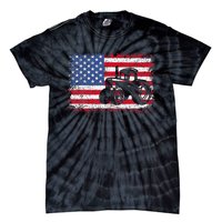 Farm Tractors Usa Flag Patriotic Farming Gift Tie-Dye T-Shirt