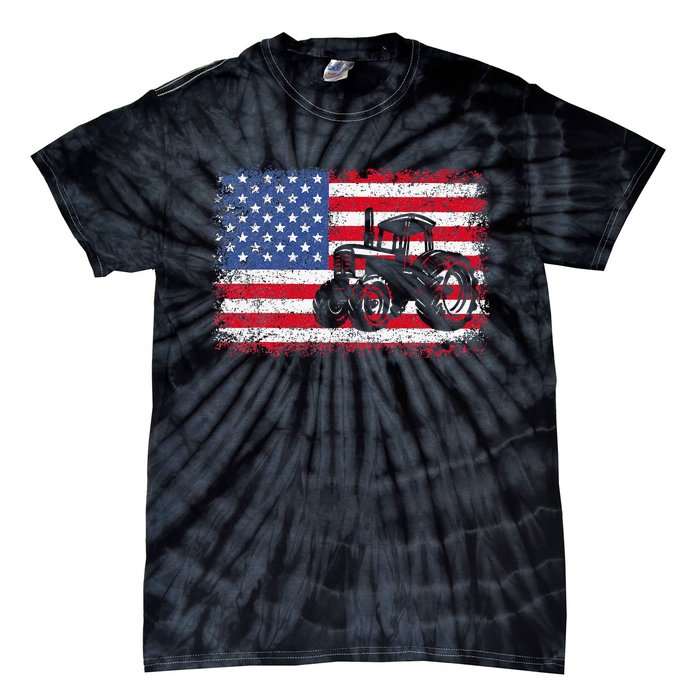 Farm Tractors Usa Flag Patriotic Farming Gift Tie-Dye T-Shirt