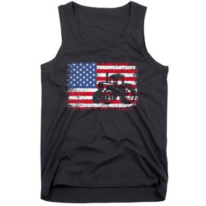 Farm Tractors Usa Flag Patriotic Farming Gift Tank Top