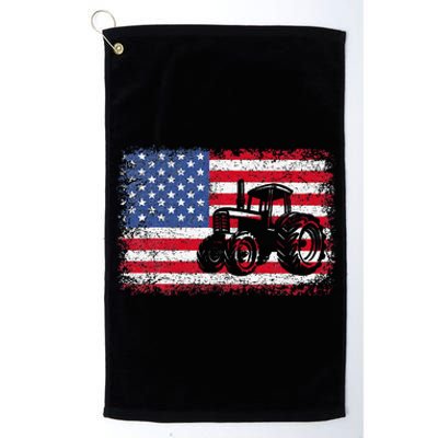 Farm Tractors Usa Flag Patriotic Farming Gift Platinum Collection Golf Towel