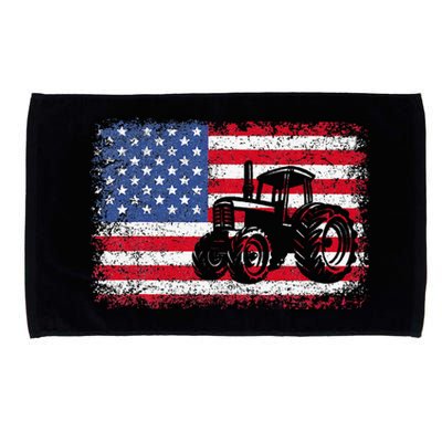 Farm Tractors Usa Flag Patriotic Farming Gift Microfiber Hand Towel