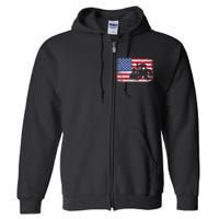 Farm Tractors Usa Flag Patriotic Farming Gift Full Zip Hoodie