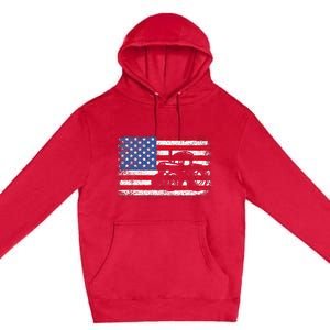 Farm Tractors Usa Flag Patriotic Farming Gift Premium Pullover Hoodie