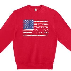 Farm Tractors Usa Flag Patriotic Farming Gift Premium Crewneck Sweatshirt