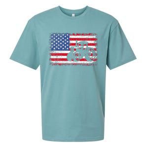 Farm Tractors Usa Flag Patriotic Farming Gift Sueded Cloud Jersey T-Shirt