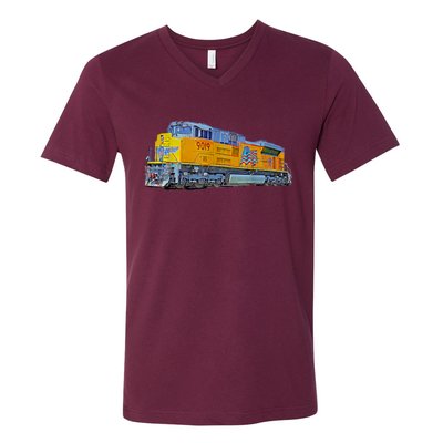 Freight Train Union Pacific Engine V-Neck T-Shirt