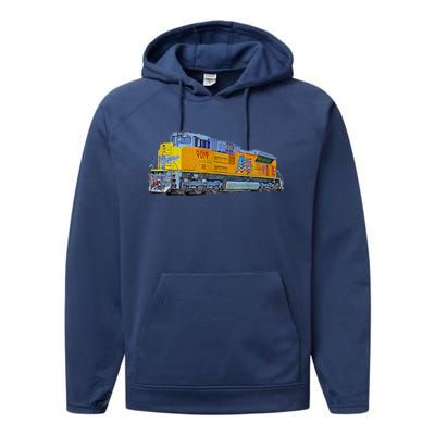 Freight Train Union Pacific Engine Performance Fleece Hoodie