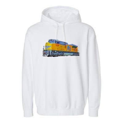 Freight Train Union Pacific Engine Garment-Dyed Fleece Hoodie