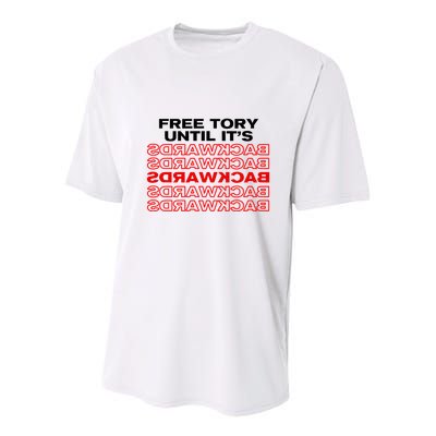 Free Tory Until ItS Backwards Youth Performance Sprint T-Shirt
