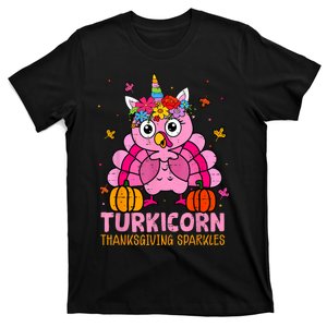 Funny Turkicorn Unicorn Turkey Funny Thanksgiving Girls T-Shirt