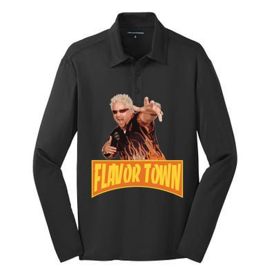 Flavor Town Usa Guy Flerl Silk Touch Performance Long Sleeve Polo