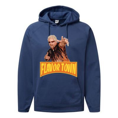 Flavor Town Usa Guy Flerl Performance Fleece Hoodie