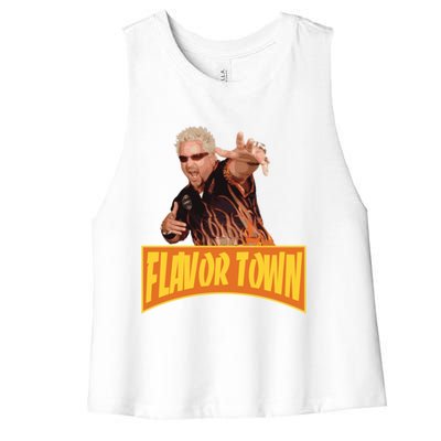 Flavor Town Usa Guy Flerl Women's Racerback Cropped Tank