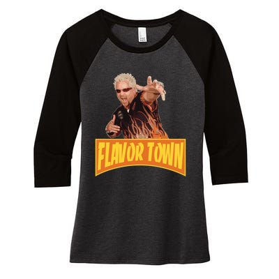 Flavor Town Usa Guy Flerl Women's Tri-Blend 3/4-Sleeve Raglan Shirt