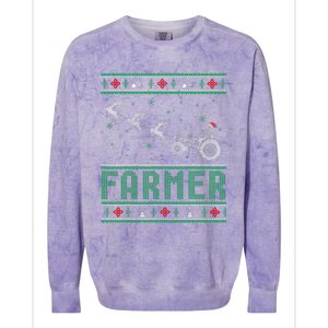 Farmer Tractors Ugly Christmas Xmas Sweater Colorblast Crewneck Sweatshirt