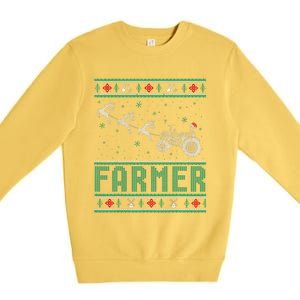 Farmer Tractors Ugly Christmas Xmas Sweater Premium Crewneck Sweatshirt