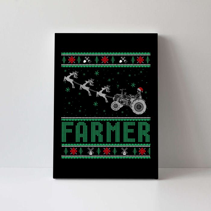 Farmer Tractors Ugly Christmas Xmas Sweater Canvas