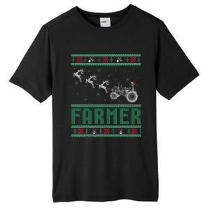 Farmer Tractors Ugly Christmas Xmas Sweater Tall Fusion ChromaSoft Performance T-Shirt