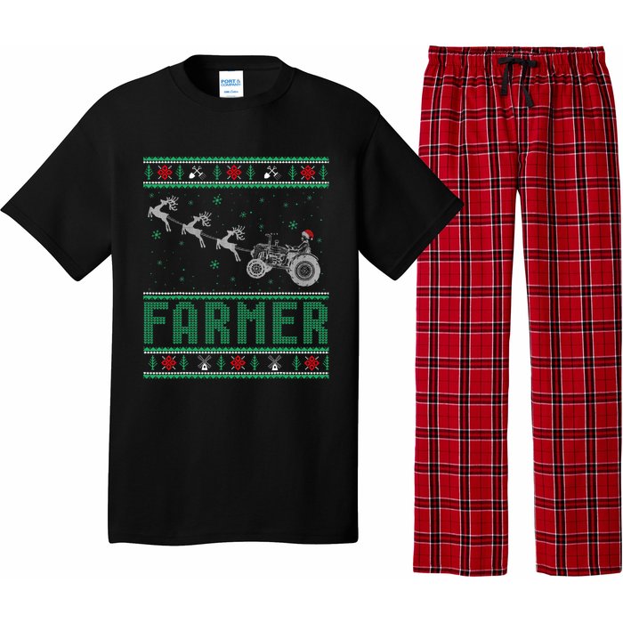 Farmer Tractors Ugly Christmas Xmas Sweater Pajama Set